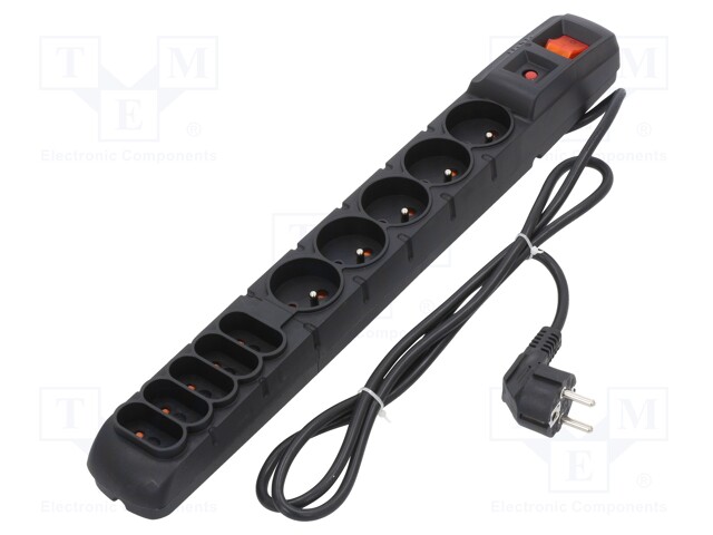 Plug socket strip: protective; Sockets: 10; 230VAC; 10A; 480g