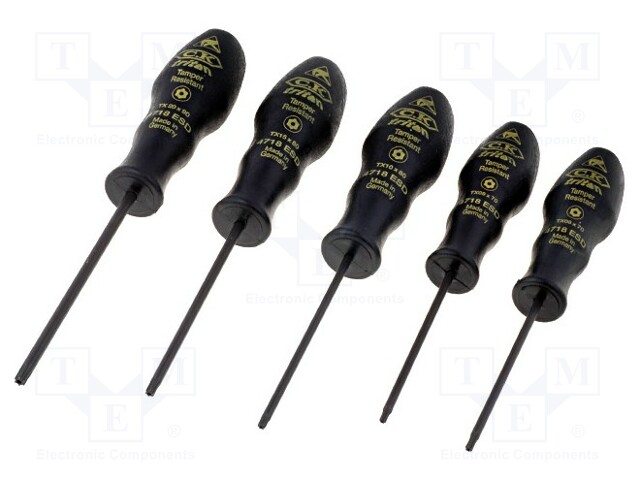 Screwdrivers; Pcs: 5; ESD; Bit: Torx® with protection