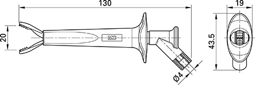 Clip-on probe; crocodile; 16A; yellow-green; Contacts: brass; 1kV