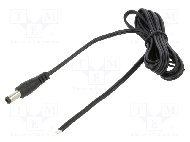 Cable; 2x0.5mm2; DC 5,5/2,5 plug; straight; black-gray,black