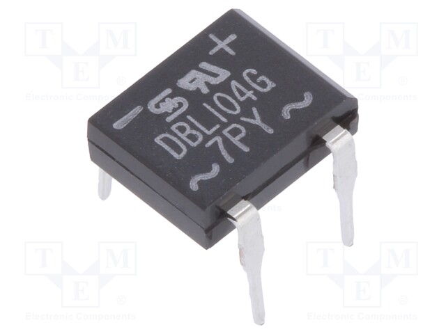 Single-phase bridge rectifier; Urmax: 400V; If: 1A; Ifsm: 40A; DBL