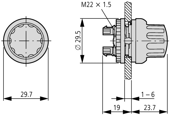 Switch: rotary; Stabl.pos: 1; 22mm; black; Illumin: none; IP66; Pos: 2