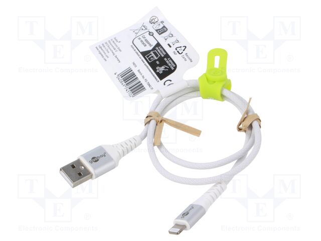 Cable; USB 2.0; Apple Lightning plug,USB A plug; 0.5m; white