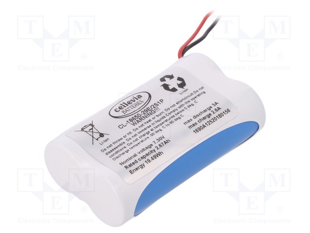 Re-battery: Li-Ion; Cell: SAMSUNG; MR18650; 7.3V; 2670mAh; 3A