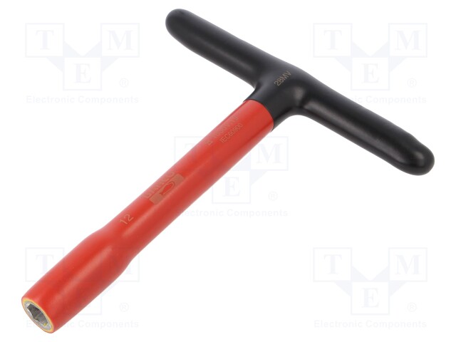 Key; insulated,socket spanner; HEX 12mm; tool steel; 200mm; 1kV