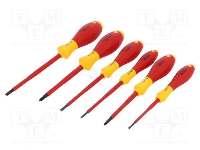 Screwdrivers; Pcs: 6; 1kVAC; Bit: Pozidriv®,slot; 1.5kVDC