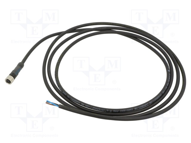 Connection lead; M8; PIN: 3; straight; 10m; plug; 60VAC; 4A; -5÷80°C