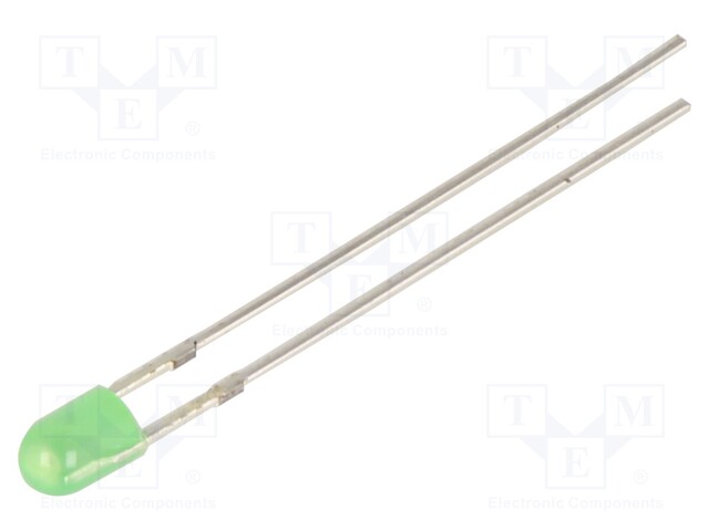 LED; 3mm; yellow green; 68÷100mcd; 120°; Front: convex; 2.1÷2.6V