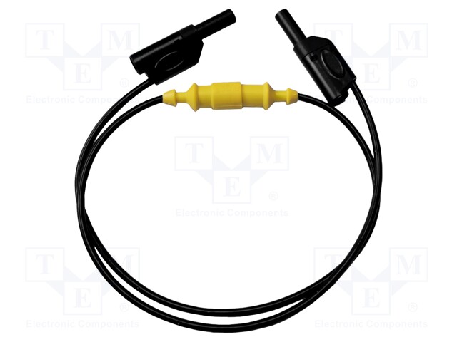 Test lead; 20A; banana plug 4mm,both sides; Len: 910mm; black