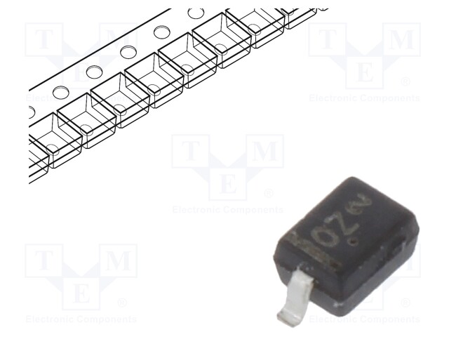 Diode: Zener; 0.3W; 20V; SMD; reel,tape; SOD323; single diode