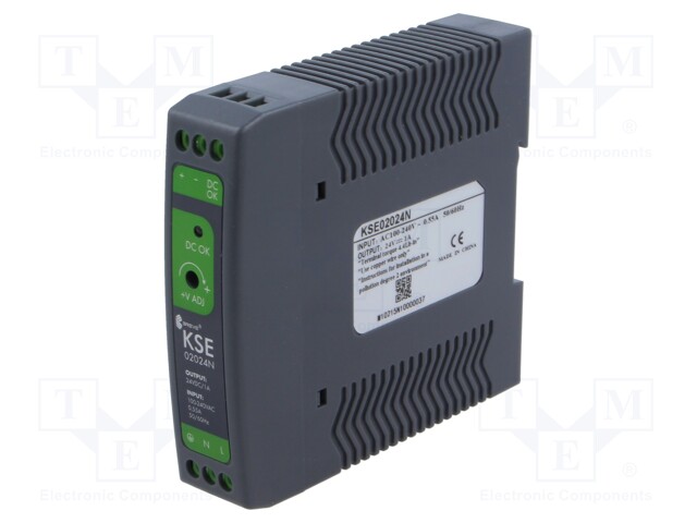 Power supply: switched-mode; for DIN rail; 24W; 24VDC; 1A; IP20