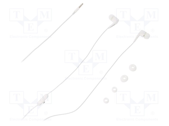 Headphones with microphone; white; Jack 3,5mm; in-ear; 32Ω; 105dB