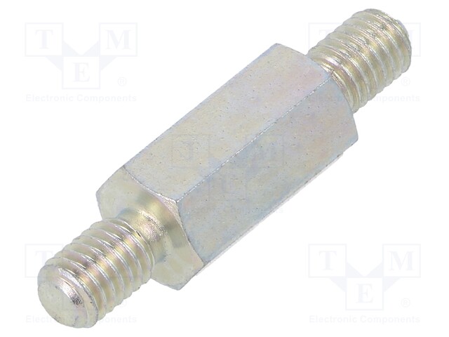 Screwed spacer sleeve; 15mm; Ext.thread: M5; hexagonal; steel