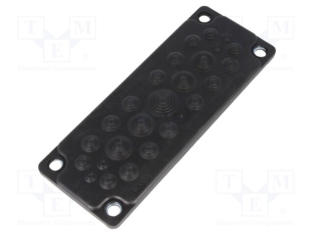 Multigate grommet; black; Holes no: 25; -40÷100°C; IP65