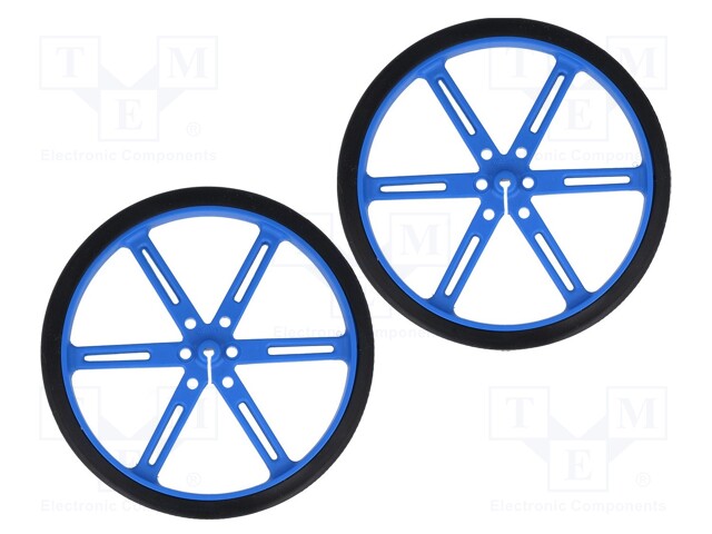 Wheel; blue; Shaft: D spring; Pcs: 2; push-in; Ø: 90mm; Shaft dia: 3mm