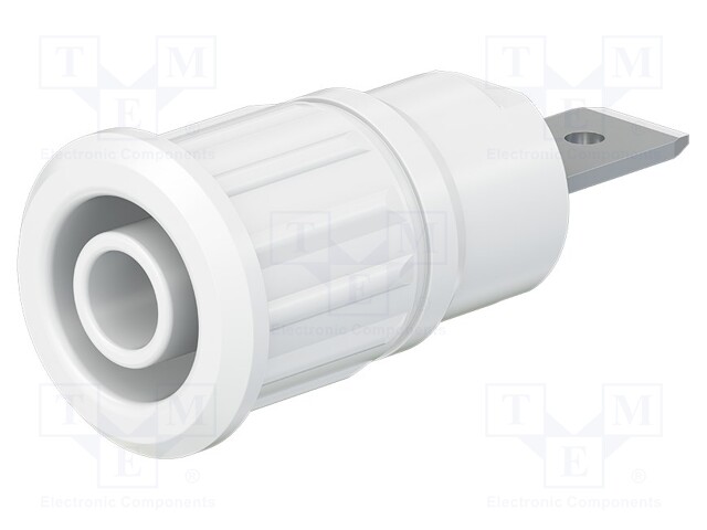 Socket; 4mm banana; 32A; 1kV; white; nickel plated; on panel