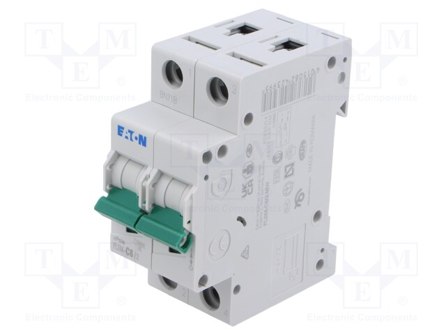 Circuit breaker; 230/400VAC; Inom: 6A; Poles: 2; DIN; Charact: C