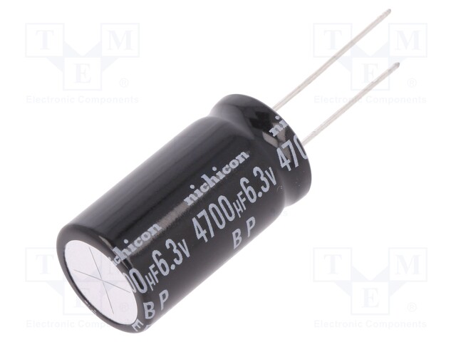 Capacitor: electrolytic; bipolar; THT; 4700uF; 6.3VDC; Ø12.5x20mm