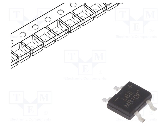 Single-phase bridge rectifier; Urmax: 1kV; If: 0.5A; Ifsm: 35A; MBF