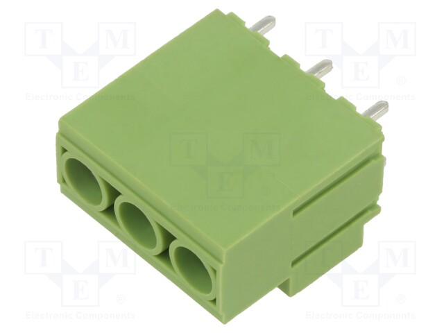 PCB terminal block; angled 90°; 10.16mm; ways: 3; on PCBs; green