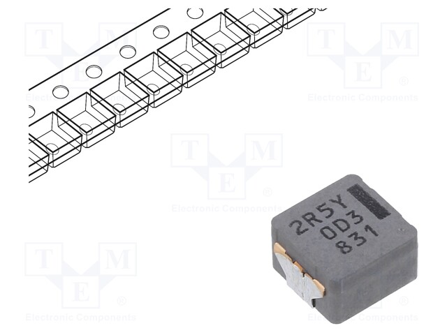 Power Inductor (SMD), 2.5 µH, 11.9 A, Wirewound, 20.1 A, 8.5mm x 8mm x 5.4mm