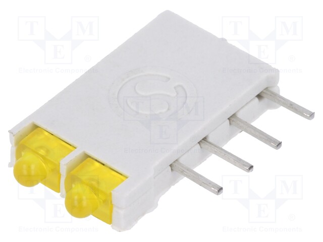 LED; in housing; yellow; 1.8mm; No.of diodes: 2; 10mA; 38°; 2.1V