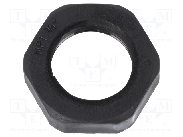 Nut; NPT3/8"; polyamide; UL94V-0; D: 7mm; Spanner: 24mm; black