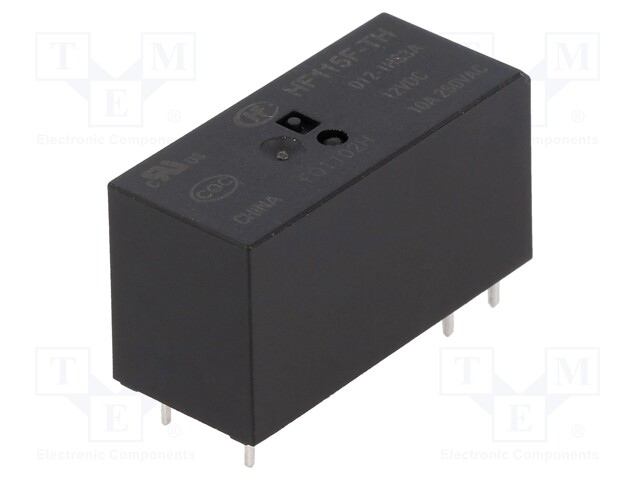 Relay: electromagnetic; SPST-NO; Ucoil: 12VDC; 10A/250VAC; 10A