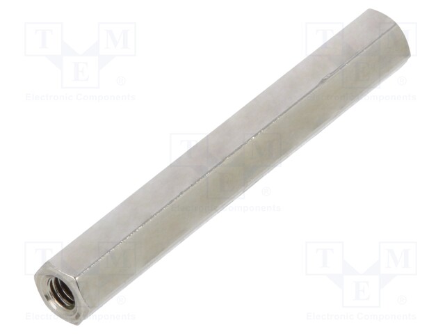 Screwed spacer sleeve; Int.thread: M2,5; 30mm; hexagonal; brass