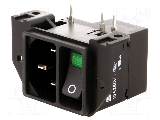 Connector: AC supply; socket; male; 10A; IEC 60320; THT; 70°C