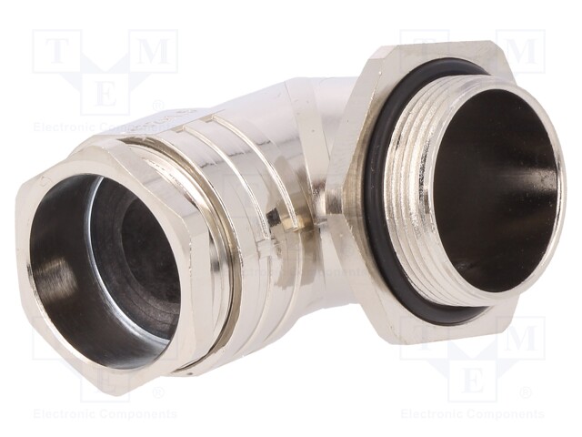 Cable gland; angular; M32; IP55; Mat: brass; Body plating: nickel