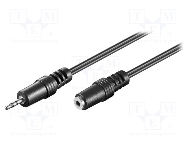 Cable; Jack 2.5mm 3pin socket,Jack 2.5mm 3pin plug; 2m; black