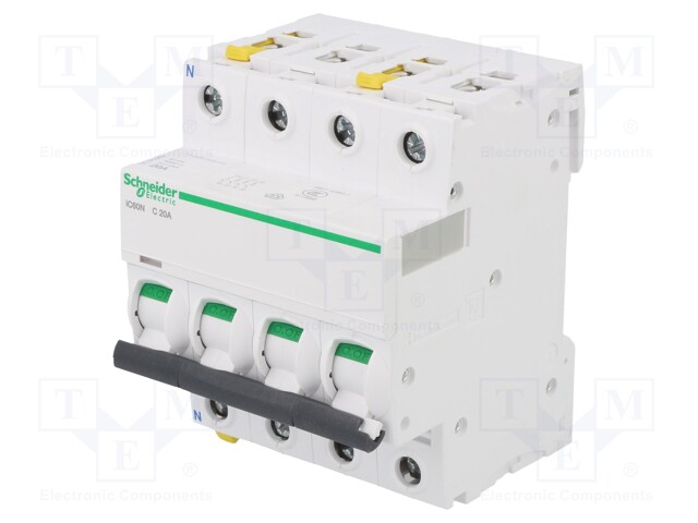 Circuit breaker; 400VAC; Inom: 20A; Poles: 3+N; DIN; Charact: C; 6kA