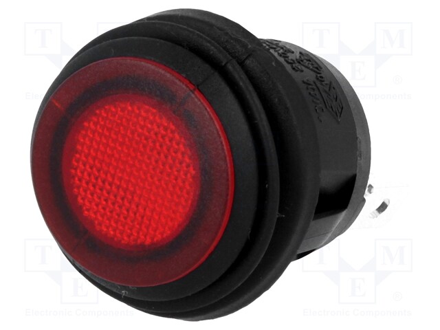 ROCKER; SPST; Pos: 2; OFF-ON; 10A/250VAC; red; IP65; neon lamp 230V