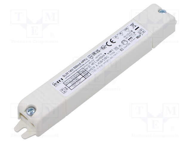 Power supply: switched-mode; LED; 2÷27VDC; 500mA; IP20; -25÷45°C