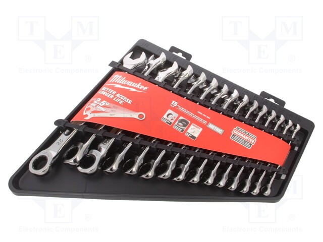 Wrenches set; combination spanner,with ratchet; Maxbite; 15pcs.