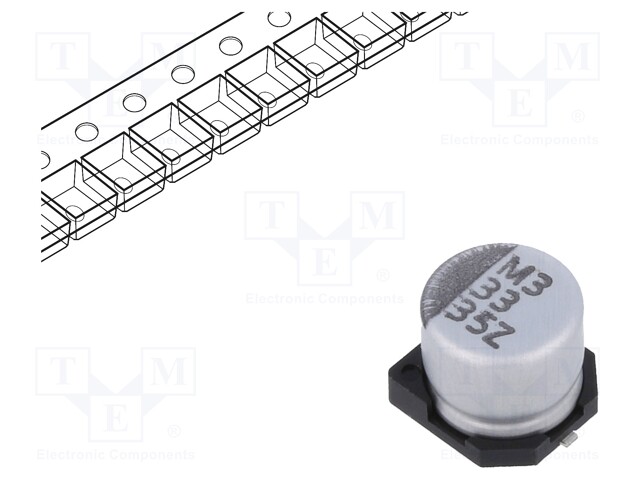 Capacitor: electrolytic; SMD; 33uF; 35VDC; Ø6.3x5.7mm; ±20%