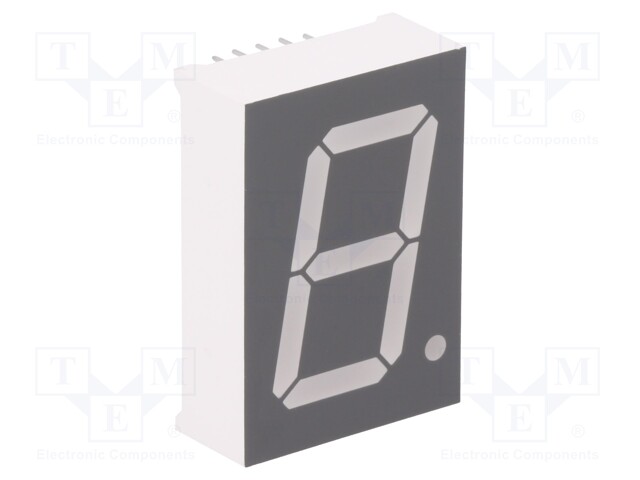 Display: LED; 7-segment; 25.4mm; 1"; No.char: 1; red; 30÷60mcd; anode