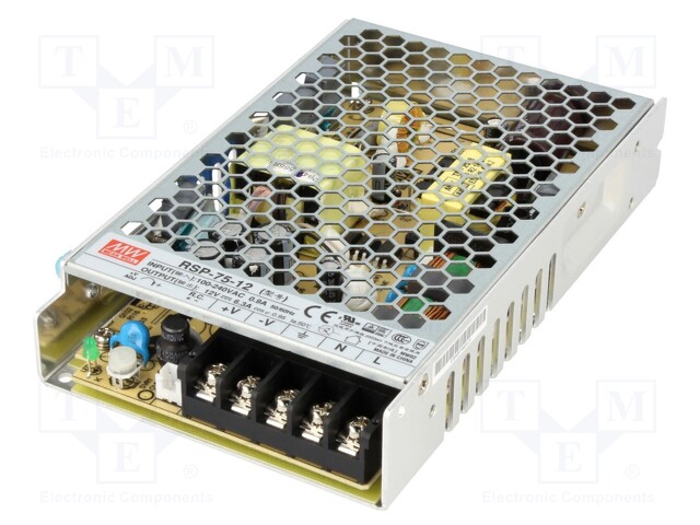 Power supply: switched-mode; modular; 75.6W; 12VDC; 159x97x30mm