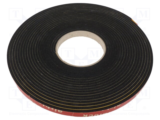 Gasket; EPDM; D: 4mm; black; L: 10m; W: 12mm; Mounting: self-adhesive