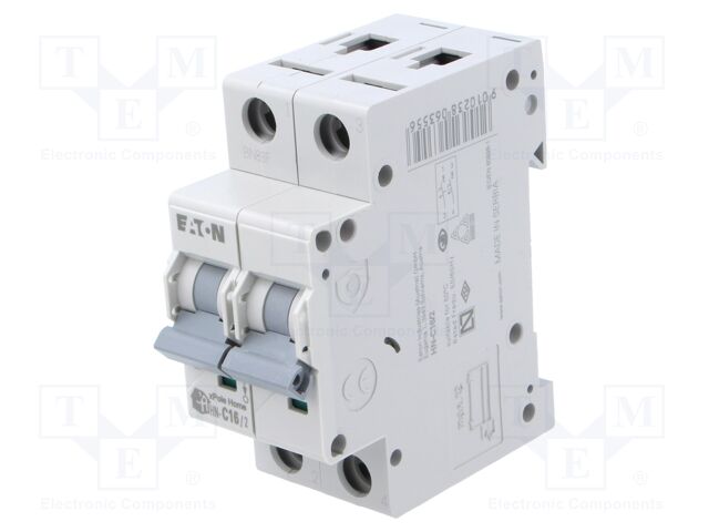 Circuit breaker; 230/400VAC; Inom: 16A; Poles: 2; DIN; Charact: C