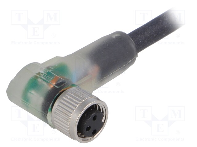 Connection lead; M8; PIN: 3; angled; 5m; plug; 60VAC; 4A; -25÷80°C