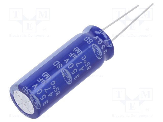 Capacitor: electrolytic; THT; 47uF; 350VDC; Ø12.5x34.5mm; ±20%