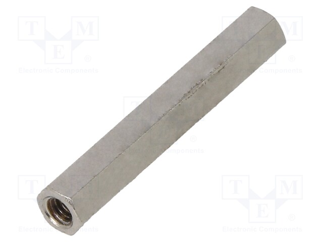 Screwed spacer sleeve; Int.thread: M2,5; 25mm; hexagonal; brass