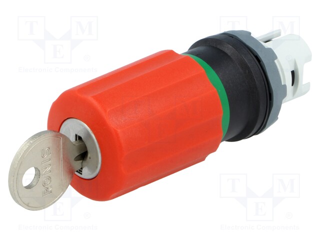 Switch: emergency stop with key; Stabl.pos: 2; 22mm; red; IP66