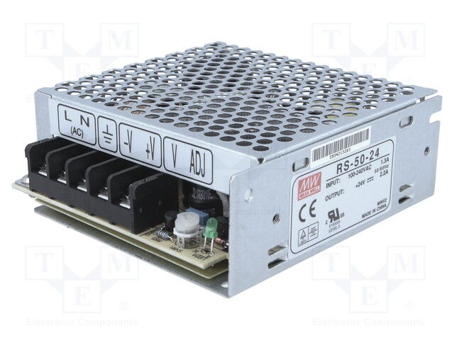 Power supply: switched-mode; modular; 52.8W; 24VDC; 99x97x36mm