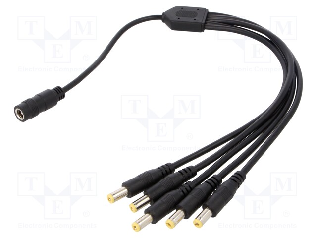 Cable; DC 5,5/2,1 socket,DC 5,5/2,1 plug x5; straight; 0.5mm2