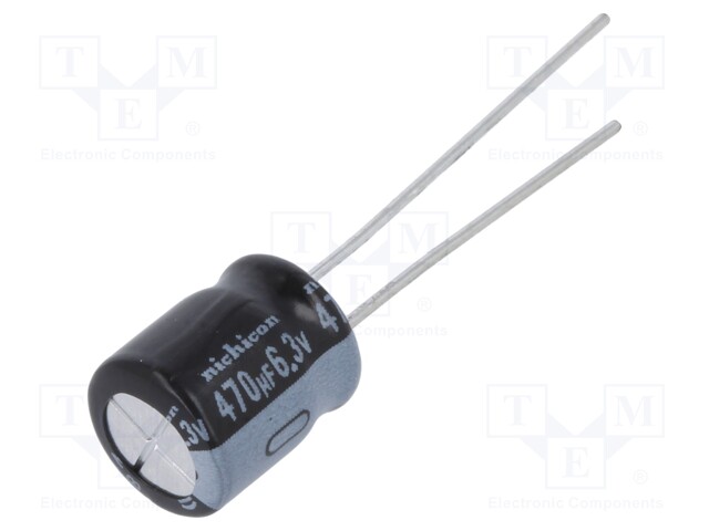 Capacitor: electrolytic; THT; 470uF; 6.3VDC; Ø8x9mm; Pitch: 3.5mm