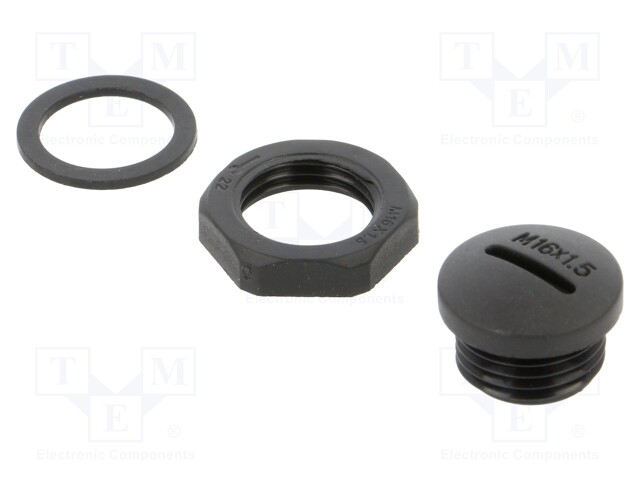 Stopper; M16; 1.5; polyamide; black; Thread: metric