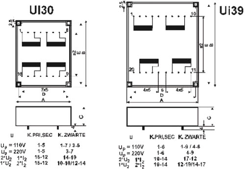 Transformer: mains; 14VA; 115VAC; 12V; 12V; Mounting: PCB; IP00